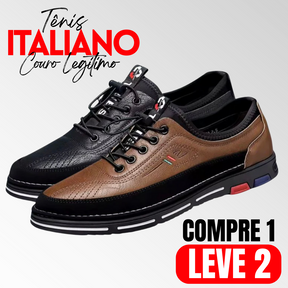 Kit 2 Tênis Ortopédico Italiano Couro Genuíno [LIQUIDAÇÃO 2025]
