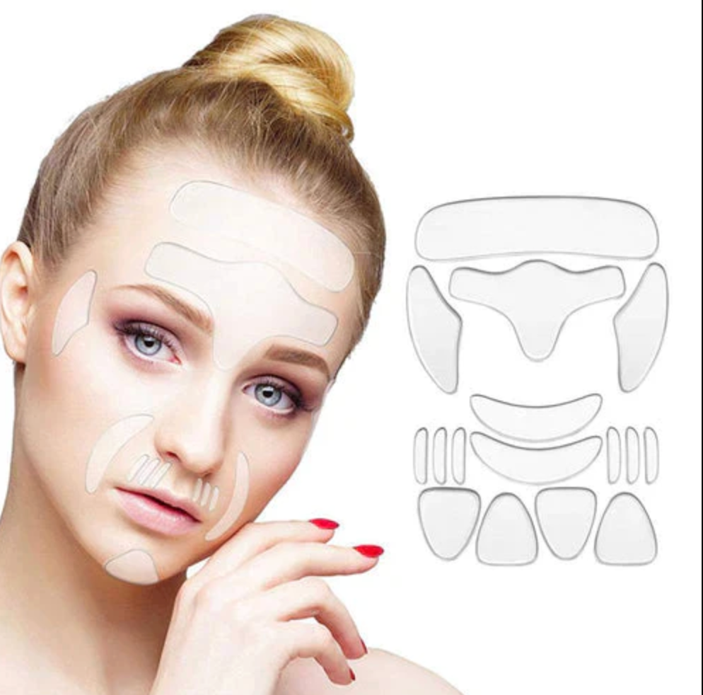Kit com 16 Adesivos para Rugas e Linhas de Expressão Reutilizável Você +Jovem [Facial, Pescoço e Colo]